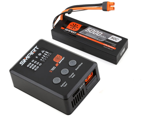 Spektrum SPMX-1031 Smart Powerstage Surface Bundle: 5000mAh 2S 50C LiPo Battery (IC3) / 100W S100 Charger