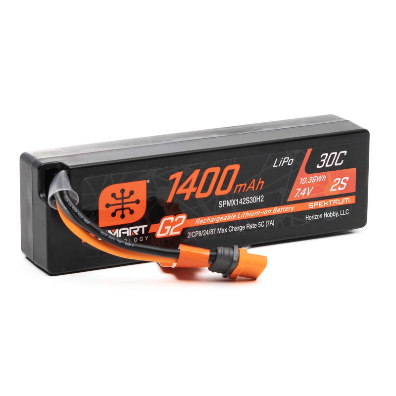Spektrum SPMX142S30H2 1400mAh 2S 7.4V 30C SMART G2 LiPo Battery with IC2/EC2