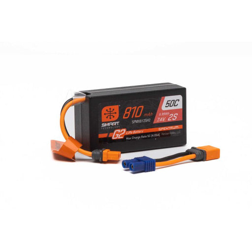 Spektrum SPMX812SH2 810mAh 2S 7.4V 50C SMART G2 LiPo Battery with IC2/EC2
