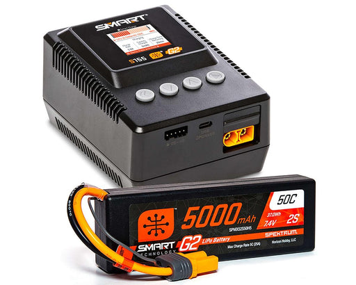 Spektrum SPMXPSS200 Smart Powerstage 2S Surface Bundle: G2 5000mAh 2S LiPo IC5 and S155 Charger