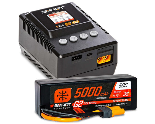 Spektrum SPMXPSS300 Smart Powerstage 3S Surface Bundle: G2 5000mAh 3S LiPo IC5 and S155 Charger