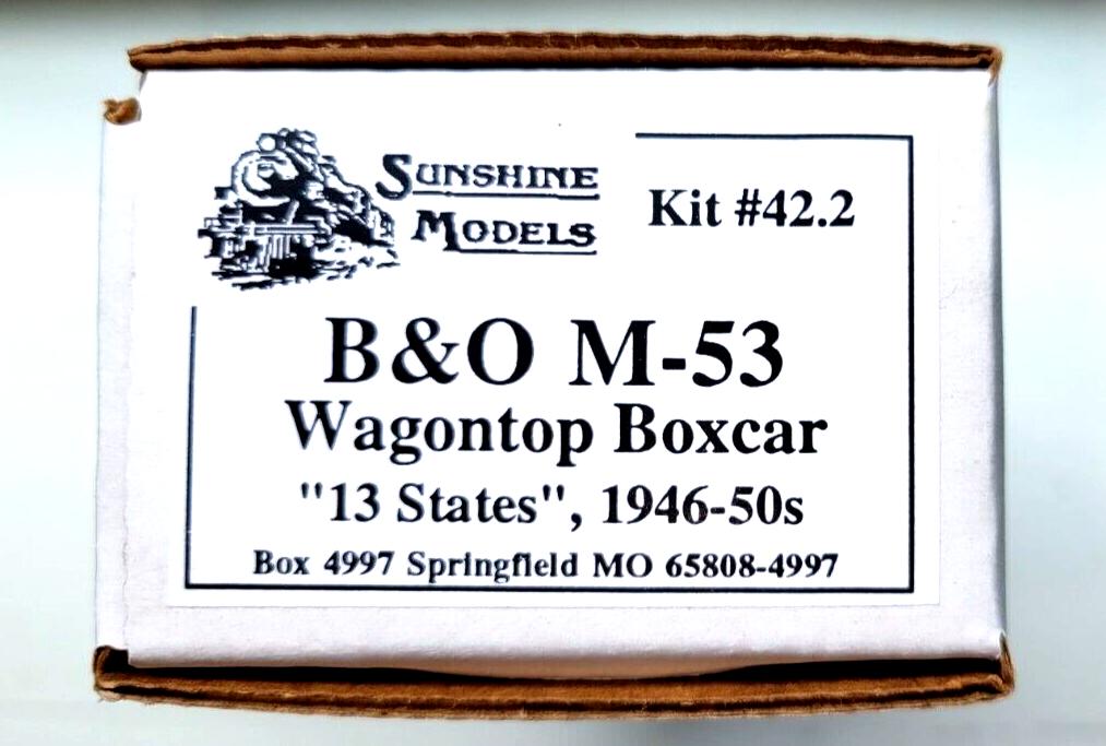 Sunshine Models 42.2 HO Scale B&O M-53 Wagontop Boxcar Resin Kit - NOS (13 States 1946-50s)