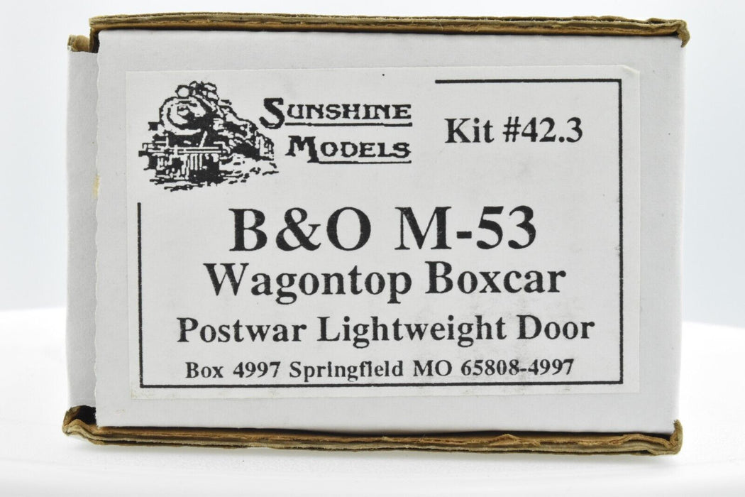 Sunshine Models 42.3 HO Scale B&O M-53 Wagontop Boxcar Resin Kit - NOS (Postwar Door)