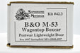 Sunshine Models 42.3 HO Scale B&O M-53 Wagontop Boxcar Resin Kit - NOS (Postwar Door)