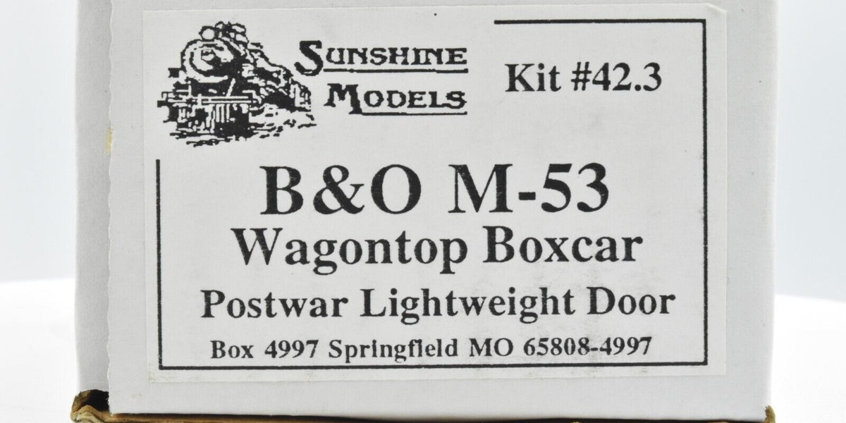 Sunshine Conversion Models Sunshine Models 42.3 HO Scale B&O M-53 Wagontop Boxcar Resin Kit - NOS ...