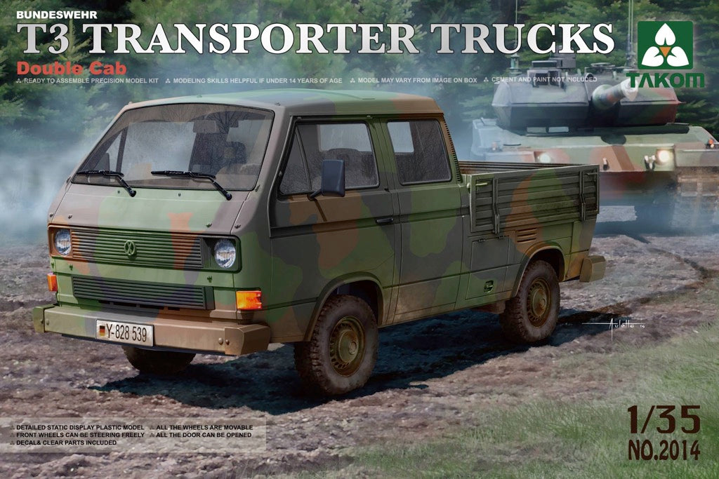 Takom 2014 Bundes T3 Transporter Double Cab Model Kit