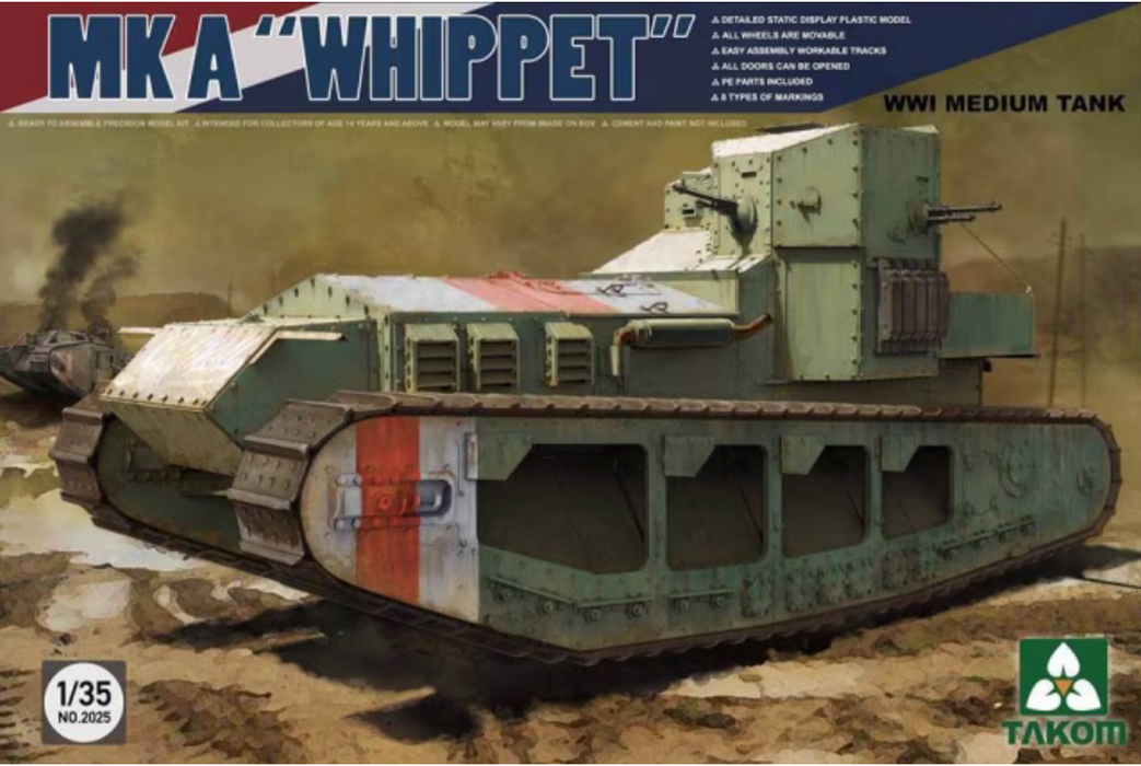Takom 2025 1/35 WWI Medium Tank Mk A Whippet Model Kit