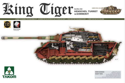 Takom 2045 1/35 King Tiger with Zimmerit Model Tank Kit