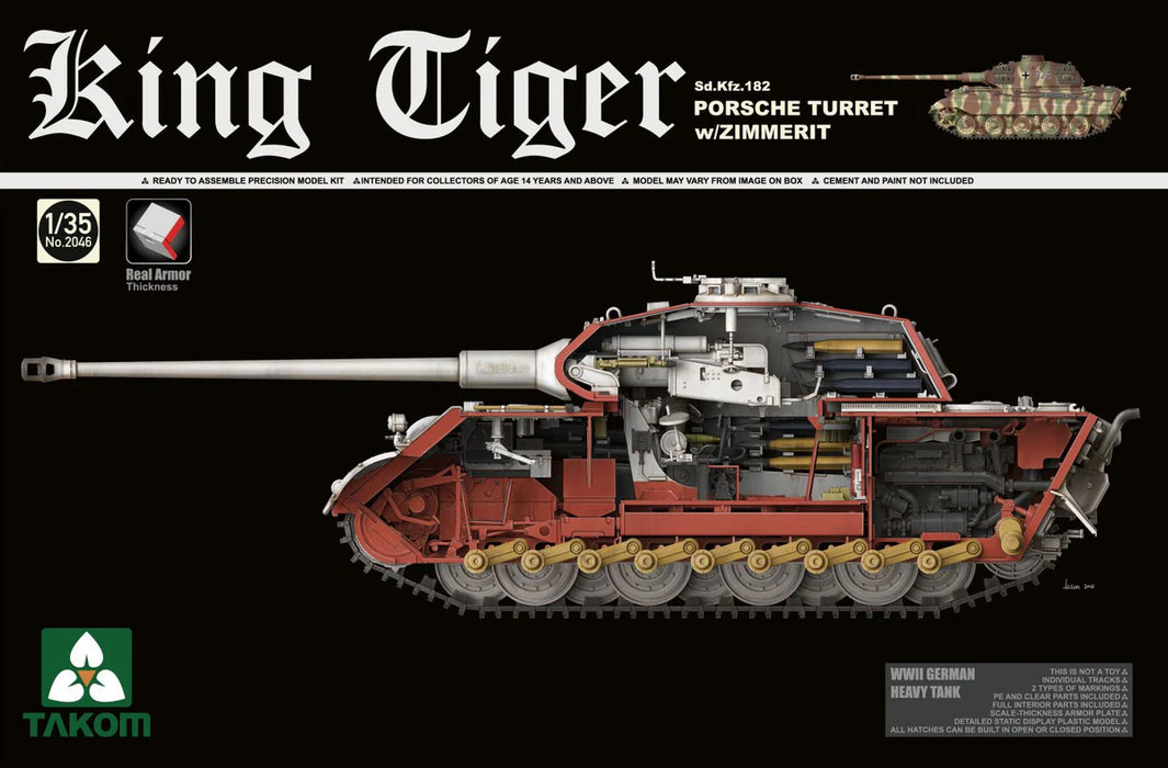 Takom 2046 1/35 King Tiger with Zimmerit Model Tank Kit