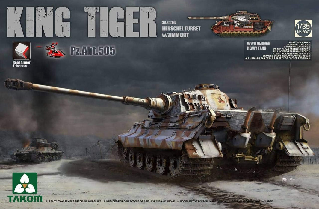 Takom 2047 1/35 King Tiger with Zimmerit Model Tank Kit