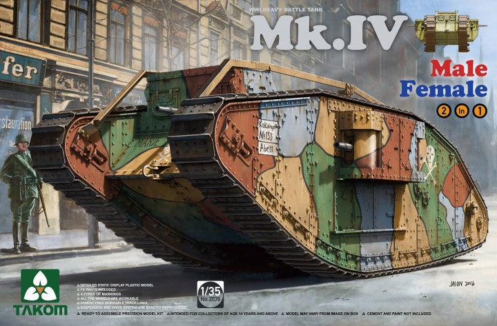 Takom 2076 1/35 WWI Heavy Battle Tank Mk.Iv Model Kit