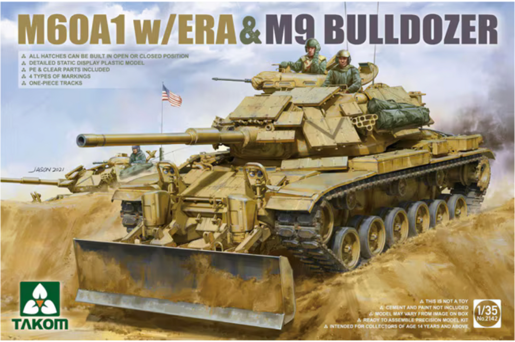 Takom 2142 1/35 M60A1 Tank with ERA & M9 Dozer Model Kit