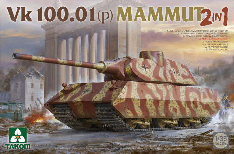 Takom 2156 1/35 Vk 100.01p MAMMUT 2n1 Model Tank Kit