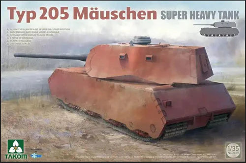 Takom 2159 1/35 Typ 205 Mäuschen German Super Heavy Tank Model Kit