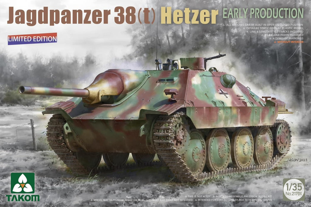 Takom 2170X 1/35 Jagdpanzer 38t Hetzer Early (No Interior) Model Tank Kit