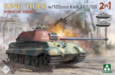 Takom 2178 1/35 King Tiger Porsche Turret w/105mm Model Tank Kit