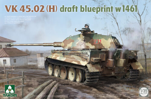 Takom 2191 1/35 VK 45.02(H) Tiger1 with Tiger2 Turret Model Tank Kit