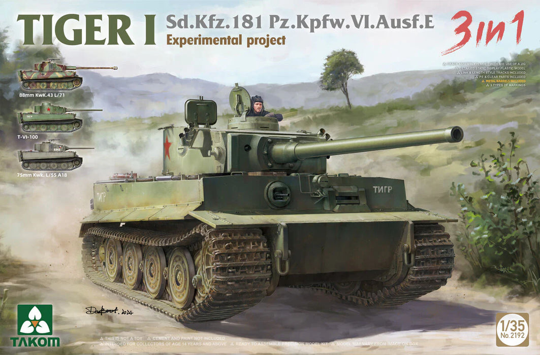 Takom 2192 1/35 Tiger 1 Experimental Projects (3n1) Model Tank Kit