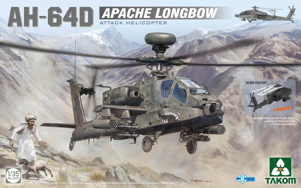 Takom 2601 1/35 AH-64D Apache Longbow Attack Helicopter Model Kit