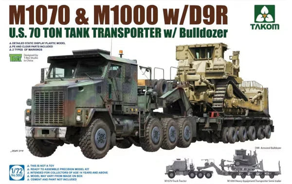 Takom 5002 1/72 US M1070 & M1000 with D9R Bulldozer Model Kit