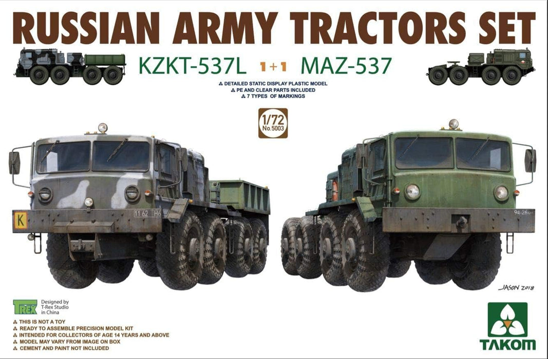 Takom 5003 1/72 Russian KZKT-53L & MAZ-537 Tractors Model Kit