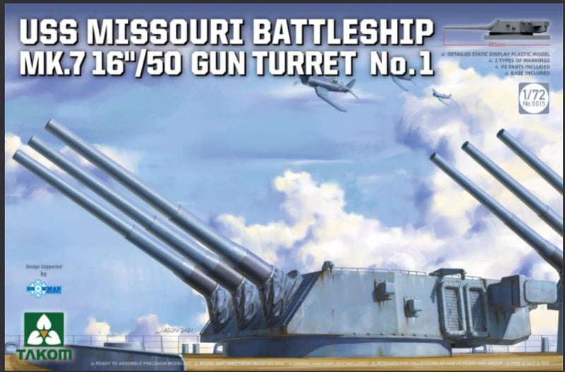 Takom 5015 1/72 USS Missouri MK.7 16'/50 Gun Turret Model Kit