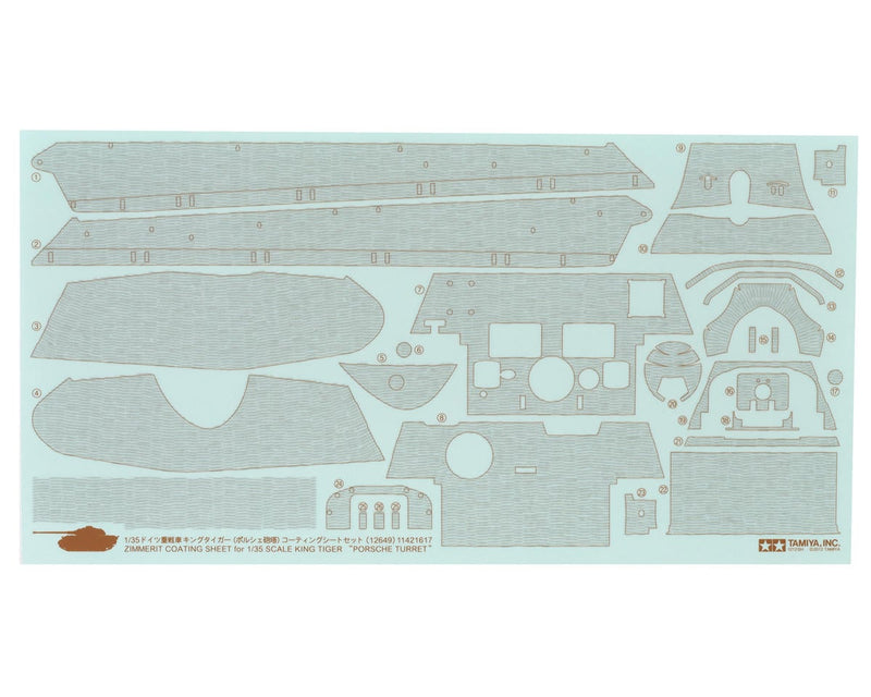 Tamiya 12649 Tamiya 1/35 German King Tiger Porsche Turret Tank Zimmerit Coating Sheet
