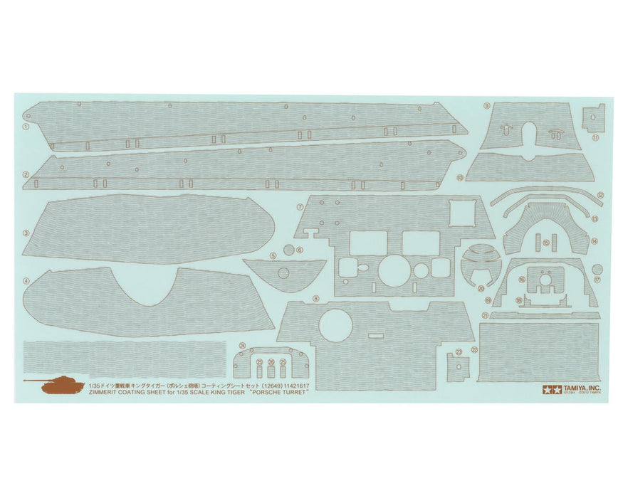 Tamiya 12649 Tamiya 1/35 German King Tiger Porsche Turret Tank Zimmerit Coating Sheet