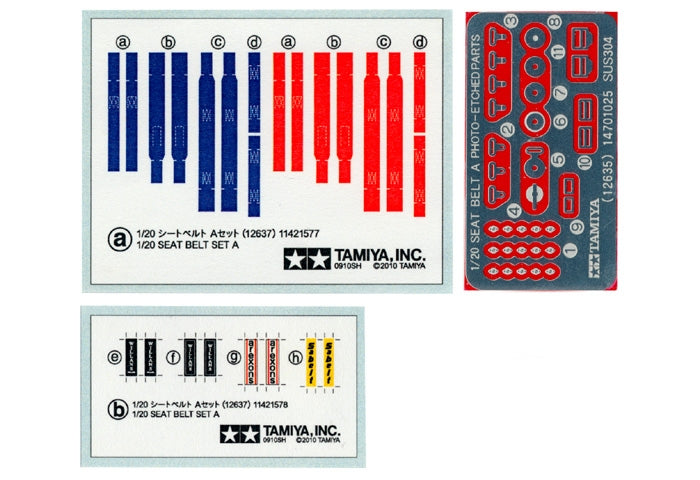 Tamiya 12637 Tamiya 1/20 Scale Grand Prix Seat Belt Decal Sheets Set (A)