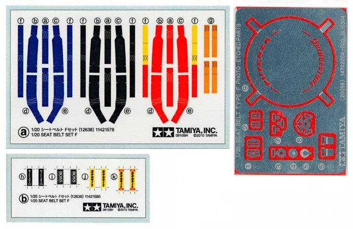 Tamiya 12638 1/20 Seat Belt Set F Detail Set