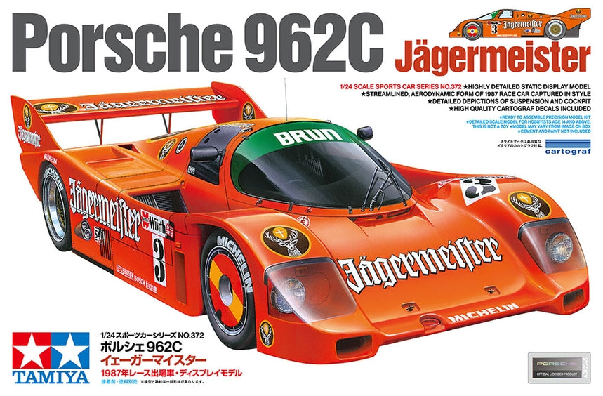 Tamiya 24372 1/24 Porsche 962C Jagermeister Model Kit