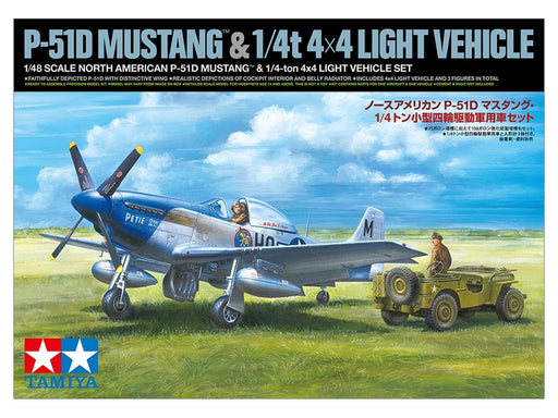 Tamiya 25205 1/48 US NA P-51D Mustang Plane with 4x4 Light Vehicle Kit