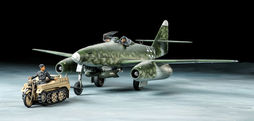 Tamiya 25215 1/48 German Messerschmitt Me262 A-2a Fighter Plane & Kettenkraftrad Model Kit