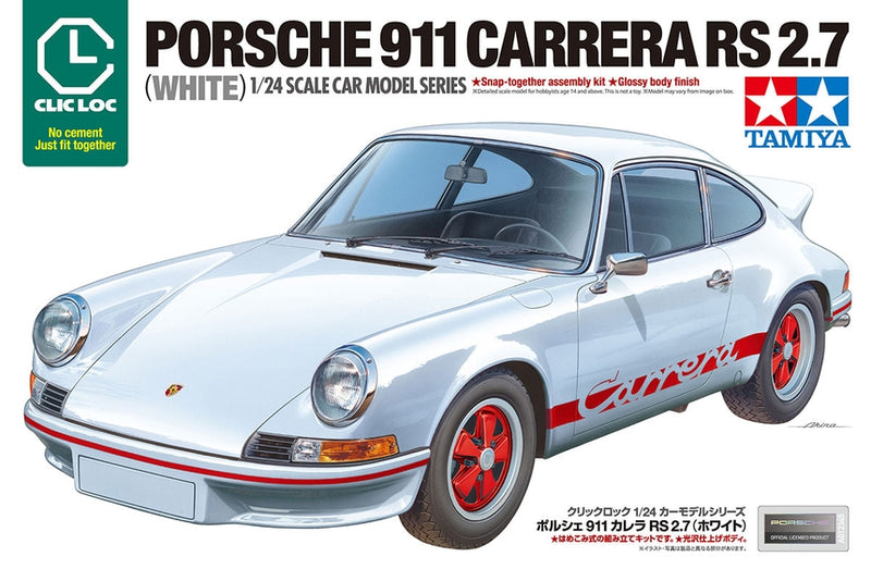 Tamiya 28103 1/24 White Porsche 911 Carrera RS 2.7 Snap (CLIC LOC) Model Kit