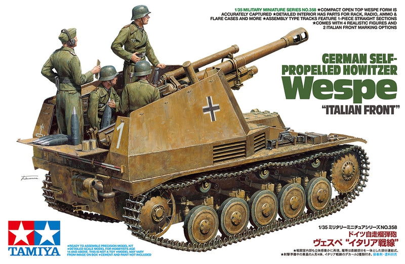 Tamiya 35358 1/35 German Self-Propelled Howitzer Wespe Italian Front Model Kit