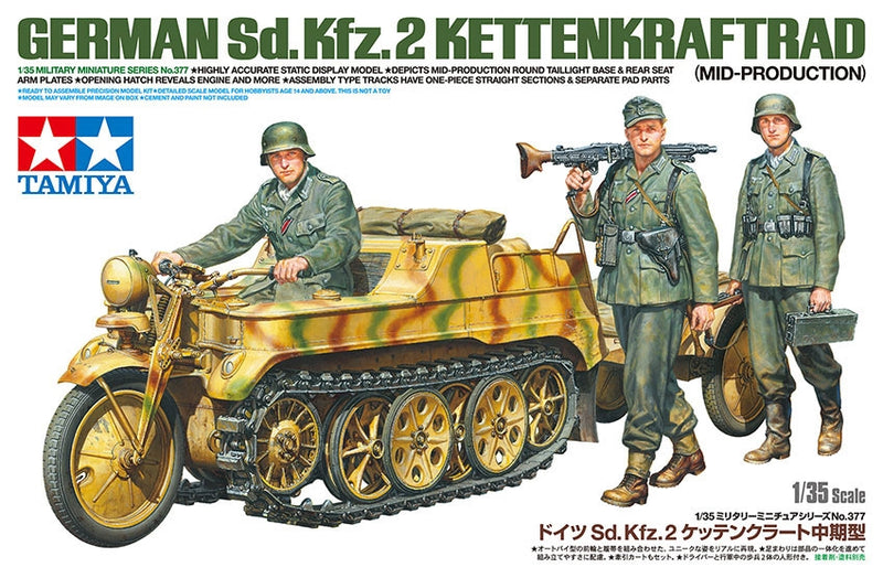 Tamiya 35377 1/35 German Sd.Kfz.2 Kettenkraftrad Mid Production Model Kit