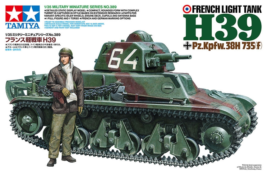 Tamiya 35389 1/35 H39 French Light Tank with Figures Model Kit