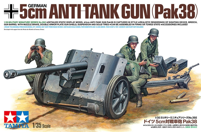 Tamiya 35392 1/35 German Anti+AC0-Tank Gun Pak38 Model Kit