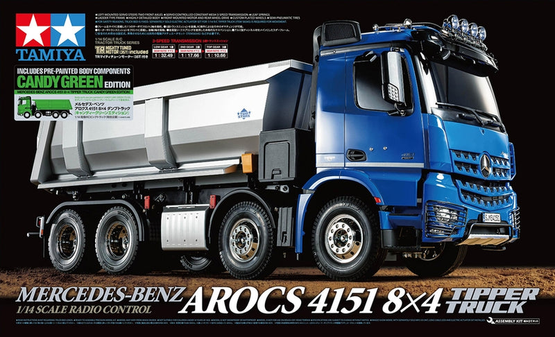 Tamiya 47523 1/14 Mercedes-Benz Arocs 4151 8x4 Tipper Truck RC Kit (Candy Green Edition)