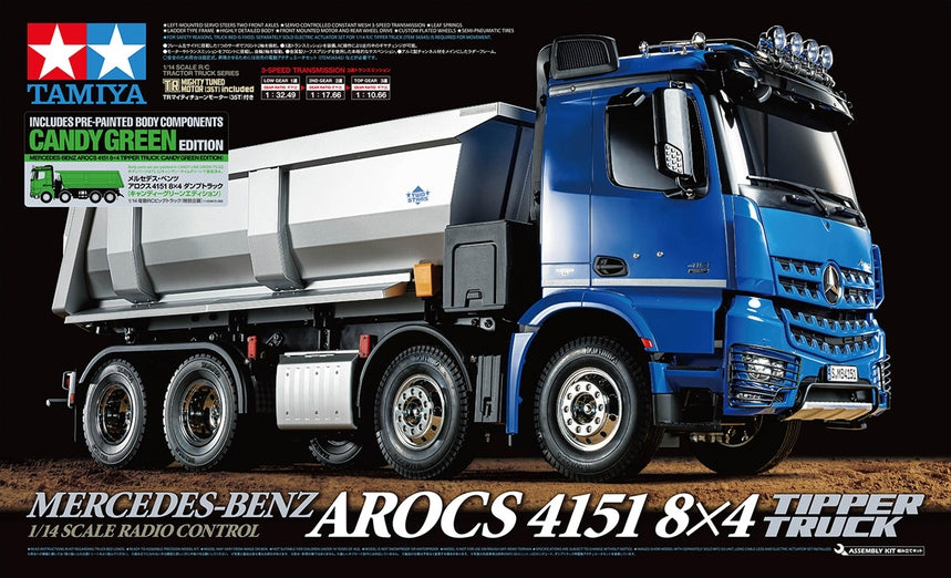 Tamiya 47523 1/14 Mercedes-Benz Arocs 4151 8x4 Tipper Truck RC Kit (Candy Green Edition)