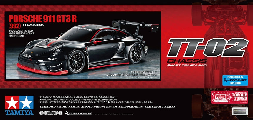 Tamiya 58745 1/10 Porsche 911 GT3 R (992) TT-02 Kit (Clear Body)