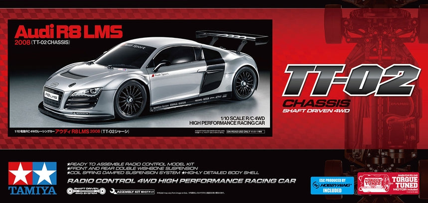 Tamiya 58749 1/10 RC Audi R8 LMS 2008 Touring Car 4WD On-Road TT-02 Kit