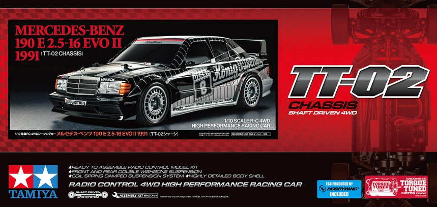 Tamiya 58752 1991 Mercedes-Benz 190 E 2.5-16 Evo II 1/10 Touring Car 4WD On-Road TT-02 Kit