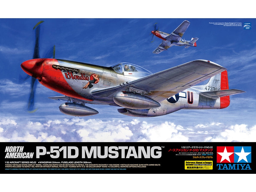Tamiya 60322 1/32 North American P-51D Mustang Model Aircraft Kit