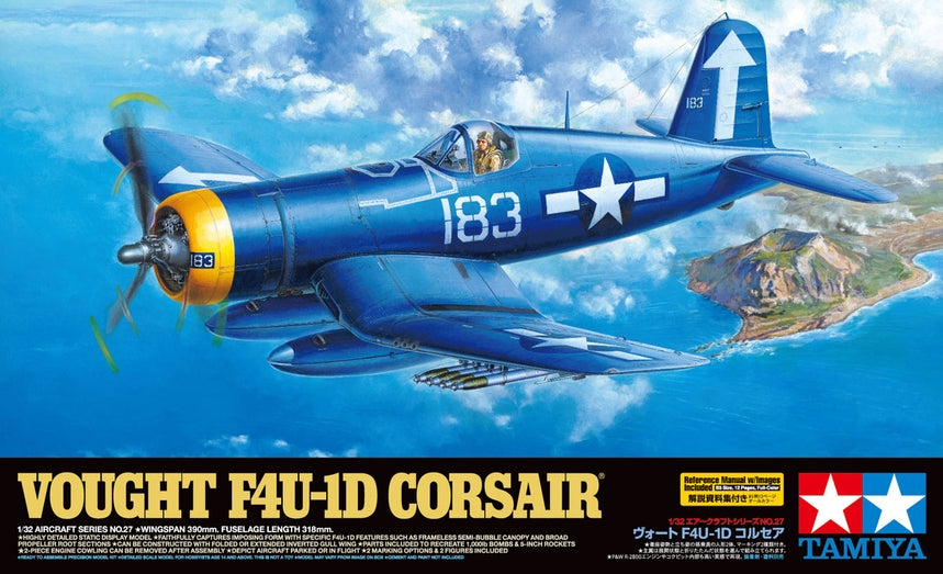 Tamiya 60327 1/32 Vought F4U-1D Corsair Model Plane Kit — White
