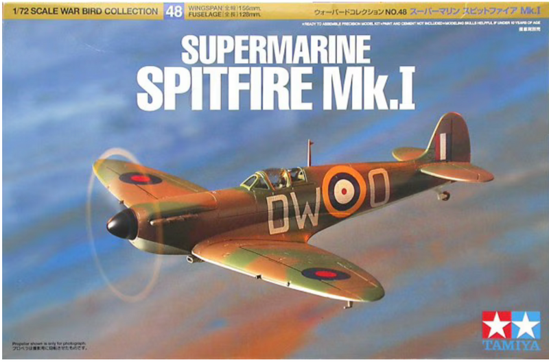 Tamiya 60748 1/72 Supermarine Spitfire MK. 1 Model Aircraft Kit