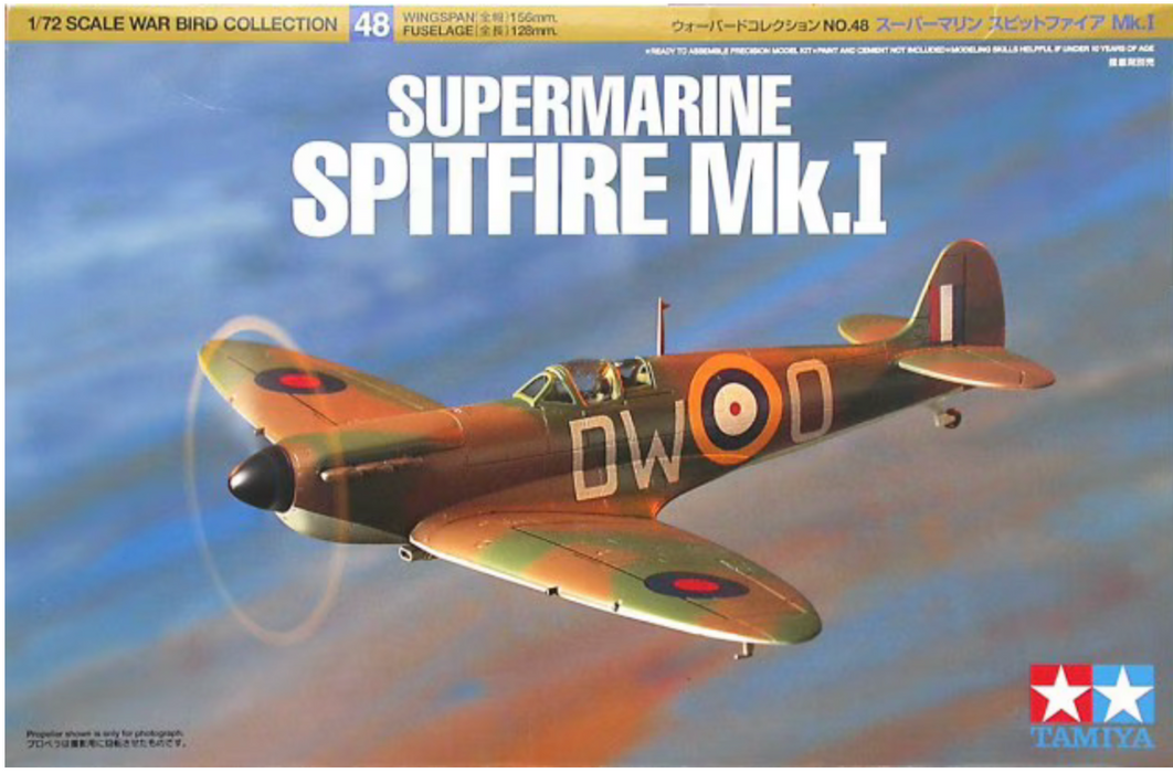 Tamiya 60748 1/72 Supermarine Spitfire MK. 1 Model Aircraft Kit