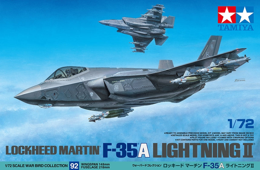Tamiya 60792 1/72 F35A Lightning II Fighter Jet Model Kit