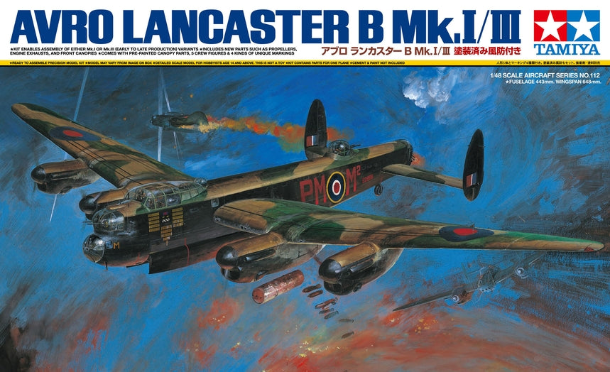 Tamiya 61112 1/48 Avro Lancaster B Mk.I/Iii Model Aircraft Kit