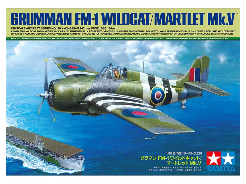 Tamiya 61126 1/48 Grumman FM-1 Wildcat/Martlet Mk.V Fighter Plane Kit